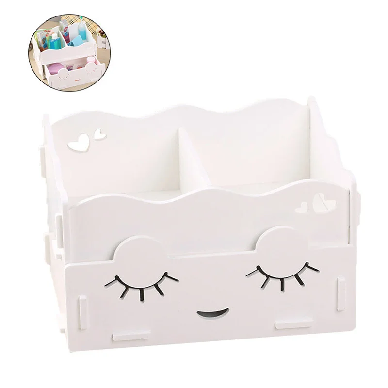 Деревянная Хранение Косметики коробка белая косметическая для хранения милый