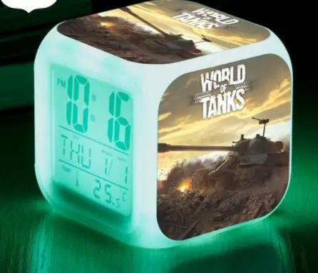 Фиолетовый 7 цветов, цифровые часы World of Tanks, светодиодный Будильник, игровой персонаж, reloj despertador, светящиеся часы для мальчиков и девочек, подарки на Рождество - Цвет: Фиолетовый