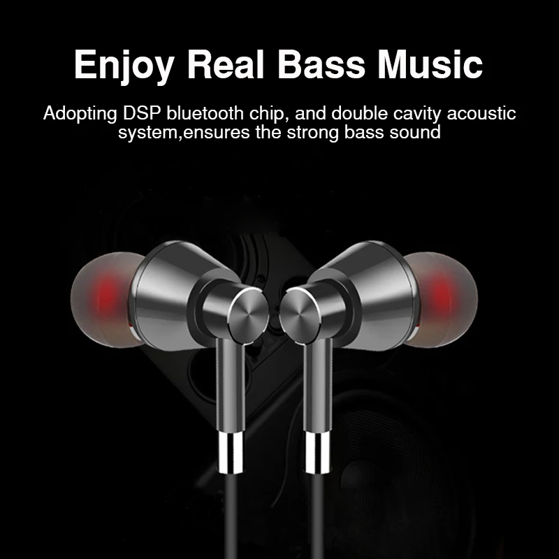 Металл бас стерео Спортивные наушники Bluetooth устойчивое Магнитный динамик