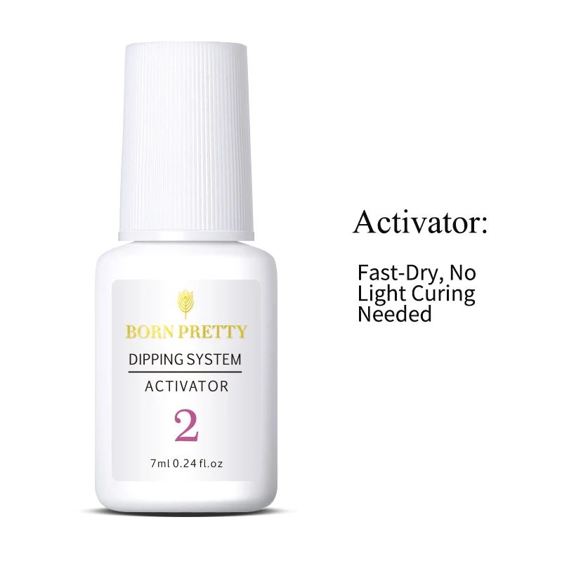 Activator BORN PRETTY окунутые порошки для ногтей Базовое покрытие градиентное французское покрытие для ногтей натуральный цвет голографический блеск для ногтей украшения для дизайна ногтей - Цвет: Activator