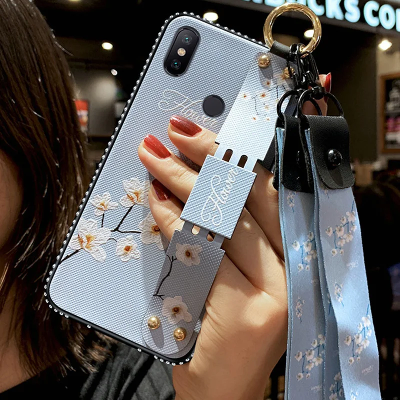 Ремешок чехол для Xiaomi Redmi A1 A2 MAX2 3 8 8SE 9 9SE Note 3 4 4X5 5A 6 6A 7 Plus Pro Lite Винтаж цветок CoverWithLanyard