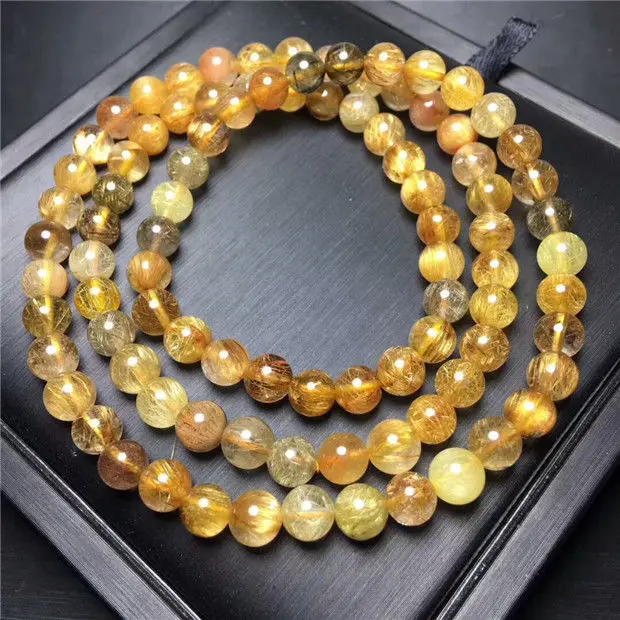 Бесплатная доставка 3 ряда натуральные волосы рутилированный кварцевый кристалл