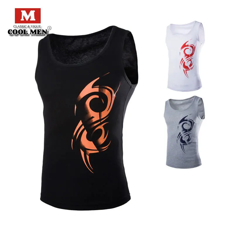 Tank top men 2015new Fashion arrival brand tank hot sale in summer o-neck cotton menprint gym | Мужская одежда