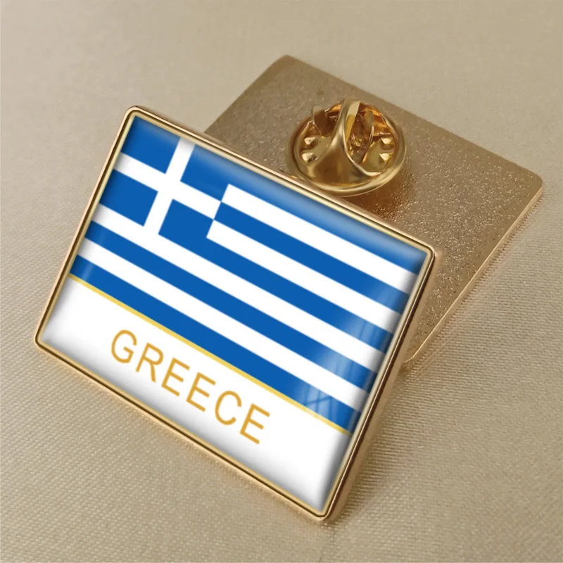 Греческие нагрудные булавки с одним флагом - Окраска металла: Greece-RL