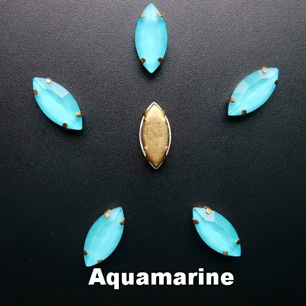 A4 Aquamarine Золотой коготь настройки желе конфеты стекло и AB цвета кристалл 7*15 мм Navette Маркиза Форма пришить стразы бусины Одежда diy отделка - Цвет: A4 Aquamarine