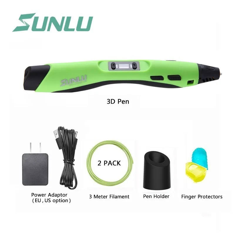 SL-300-green Горячая Распродажа, Волшебная креативная 3D Ручка, SL-300, черный цвет, 3D печать, ручки, поддержка пла/АБС-пластика, 1,75 мм, для специальных ремесел и подарков - Цвет: SL-300-green