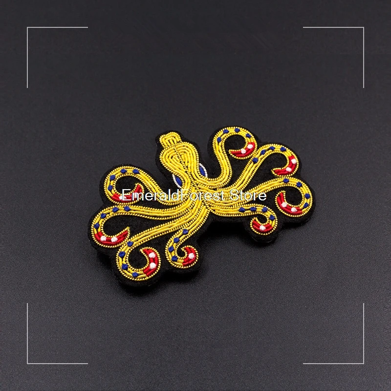 Индийская Шелковая Вышивка Золотая брошь в виде животного Милая мультяшная