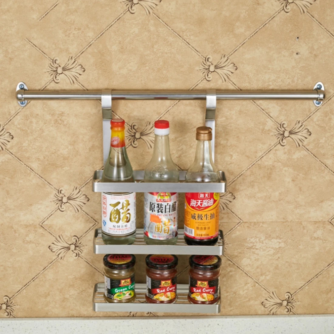 TSSAAG трехслойная висящая стойка для специй из нержавеющей стали настенный