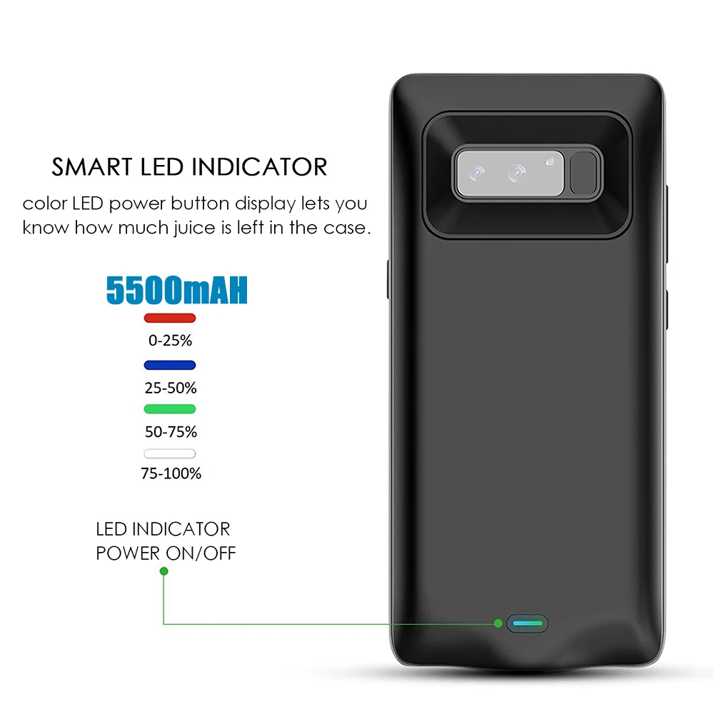5500 мАч чехол-аккумулятор для samsung Galaxy Note 8 портативный Банк питания зарядное