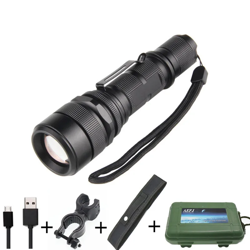 D Package 1000LM XM-L2 светодиодный USB фонарик Точечный светильник IPX65 водонепроницаемый высокой мощности портативный 5 режимов масштабируемый фонарь для кемпинга - Испускаемый цвет: D Package