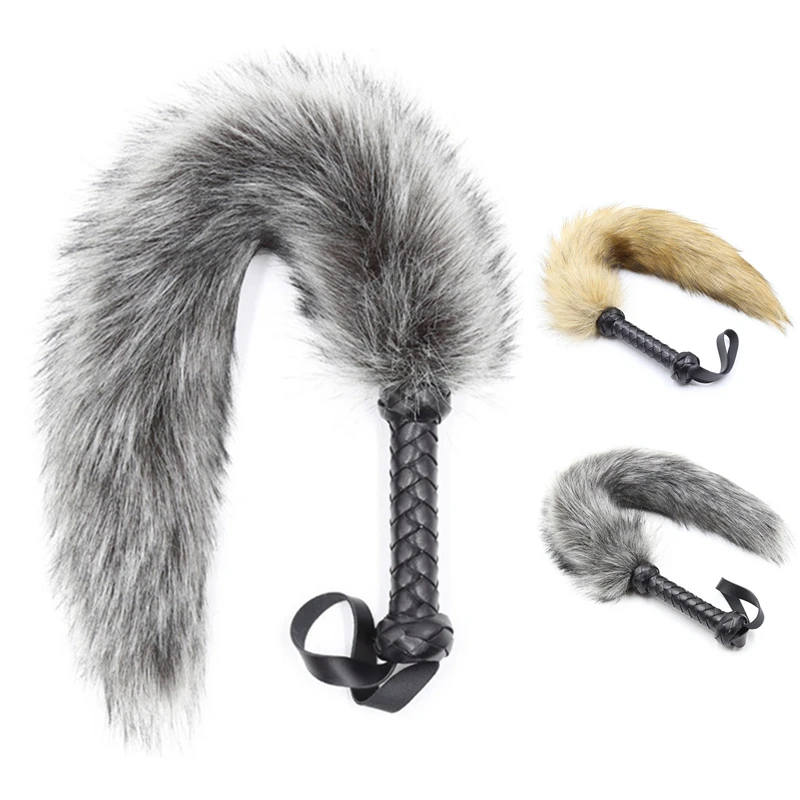 Искусственная кожа ручка лисий хвост мех хлыст Фетиш попка шлепки весло поплавок
