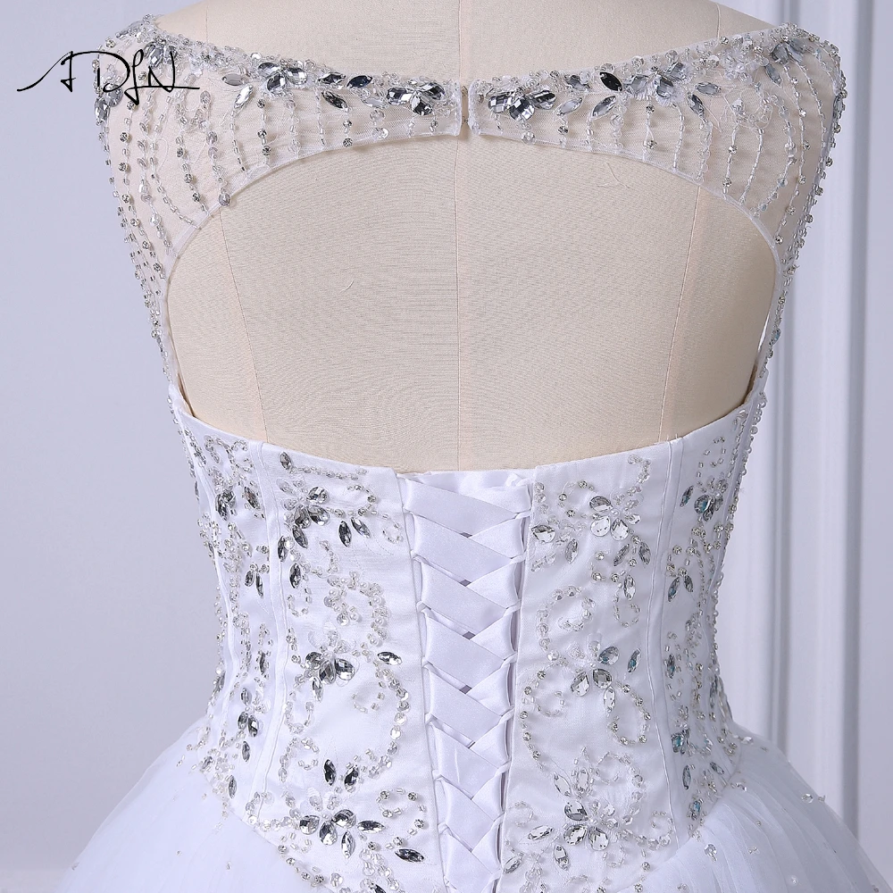 ADLN белое и синее пышное платье vestidos de 15 anos, высококачественное бальное платье с v-образным вырезом и кристаллами с открытой спиной для детей от 15 лет