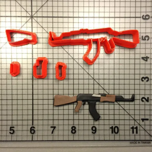 Оружие Shotgu винтовка пистолет резак для печенья, мастики кекс Топ индивидуальный заказ 3D печатных печенья резак набор украшения торта инструменты - Цвет: ak47 2 inch
