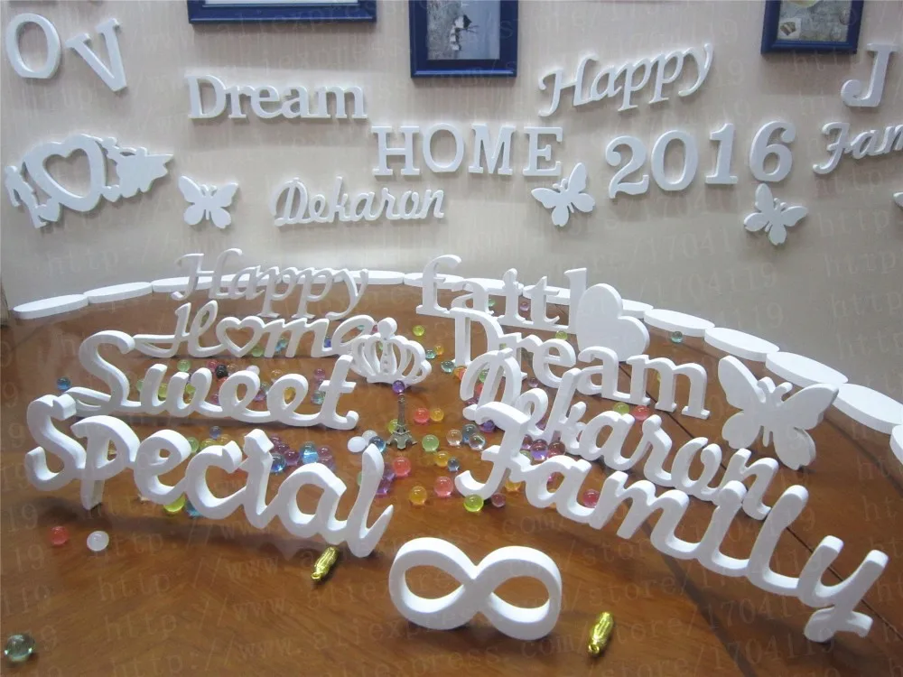 

Customize any Wood word Wooden white Letters Alphabet name used for Birthday Gift Bridal Wedding Party Home Decorations gifts