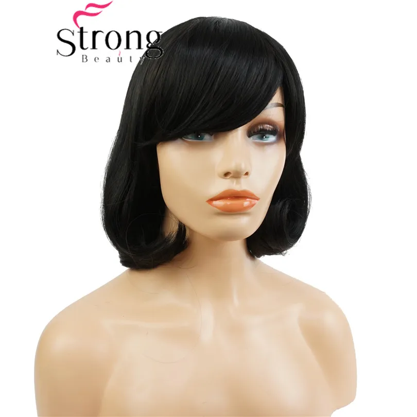 StrongBeauty короткий прямой темно-коричневый выделенный Боб, боковая обметка синтетические парики выбор цвета