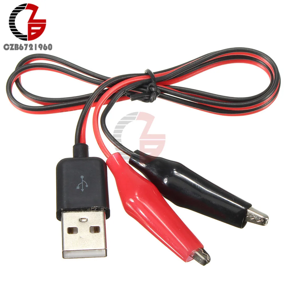 

Alligator Test Clips Clamp to USB Male Connector Power Supply Adapter Wire 60cm