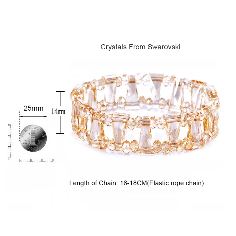 Женский браслет с бусинами цепочка из кристаллов Swarovski свадебные украшения