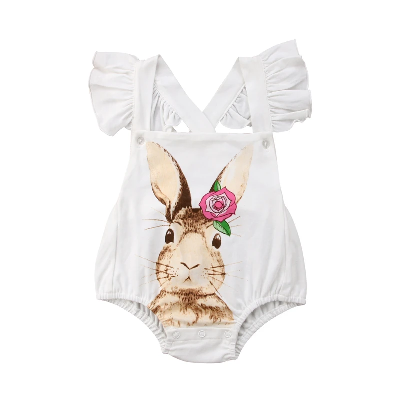 Летнее Кружевное боди Emmababy с милым кроликом для новорожденных девочек белые