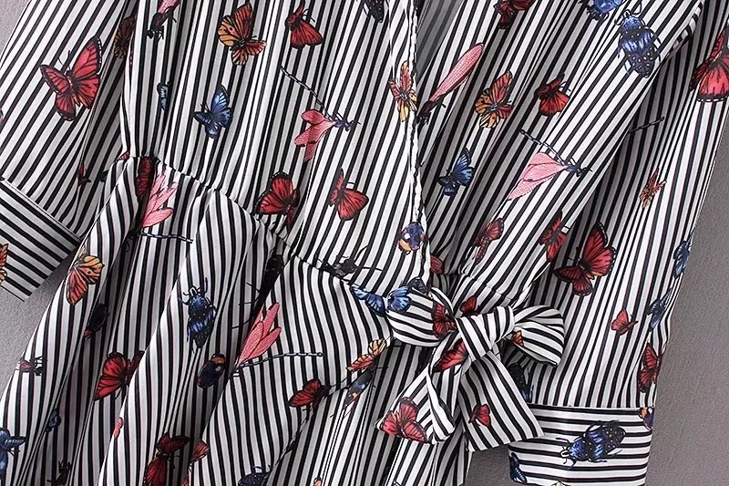 VOGUEIN Новый Женский Летний полосатый галстук бабочка с принтом бабочки комбинезон