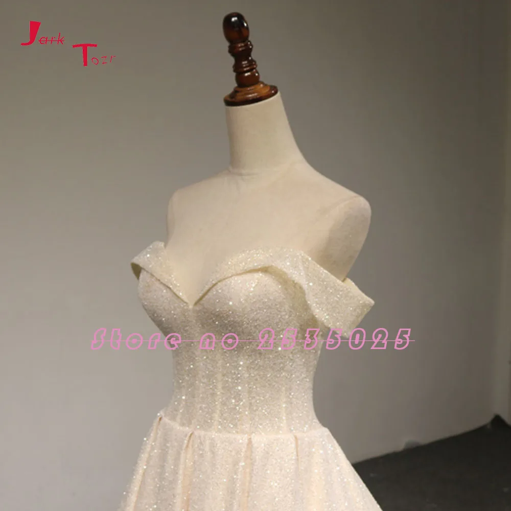Jark Tozr Vestido De Noiva с открытыми плечами короткий рукав кружево Up Light шампанское Винтаж