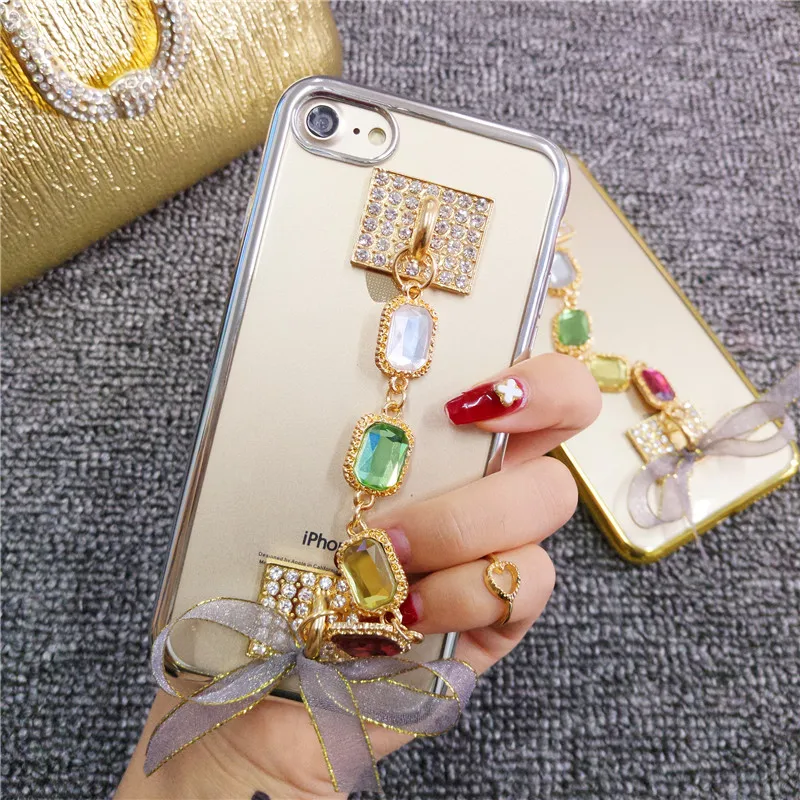 Роскошный Бриллиантовый Браслет из мягкого ТПУ с резиновым покрытием для iPhone11 12