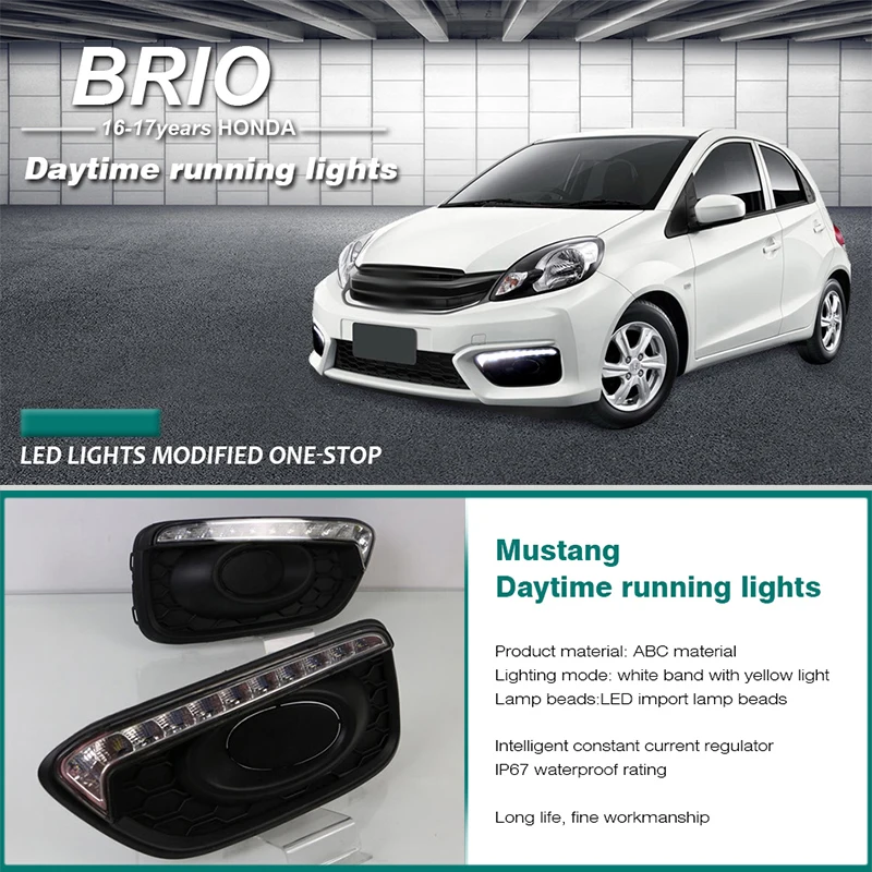 ROADOT автомобиля светодиодный drl для Honda Brio 2016 2017 дневного света сигнальные лампы