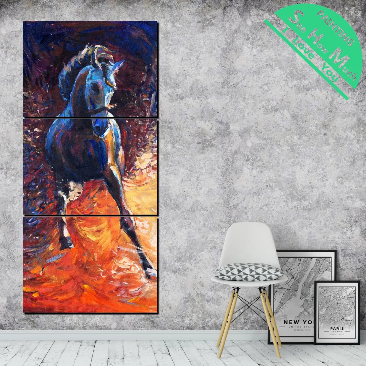 

3 Piece Running Horse Canvas Art Decorative Pictures Wall Poster Modern Wall Pictures for Living Room Posters and Prints