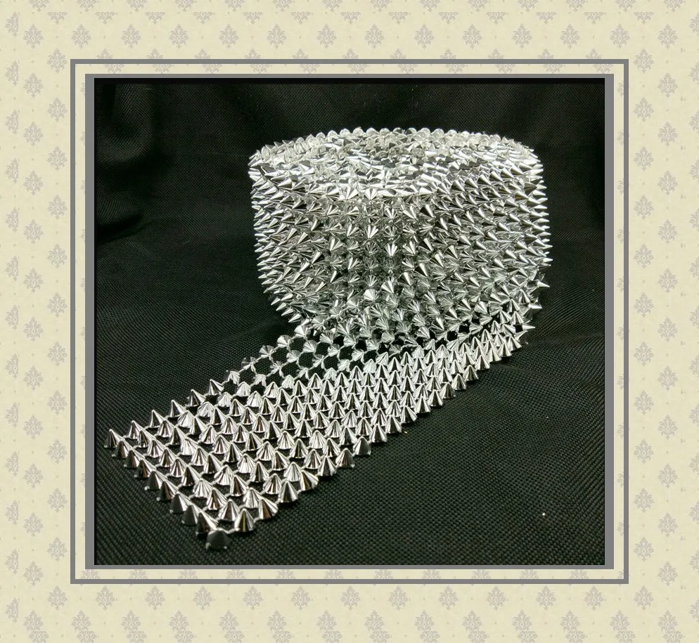 5 ярдов/рулон золотого и серебряного цвета Швейные Шипы с шипами заклепками для