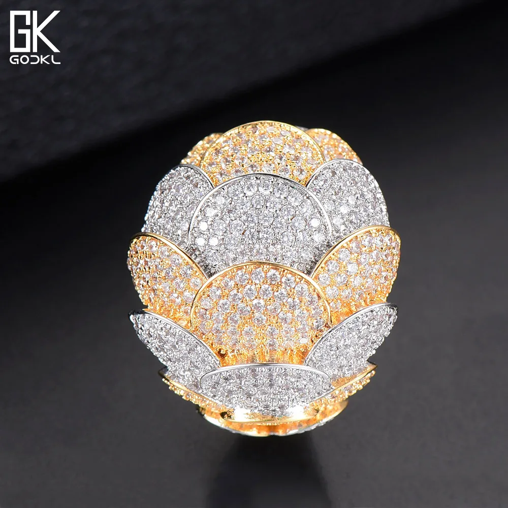 Godki роскошный чешуя дракона геометрические африканские фианиты кольцо для