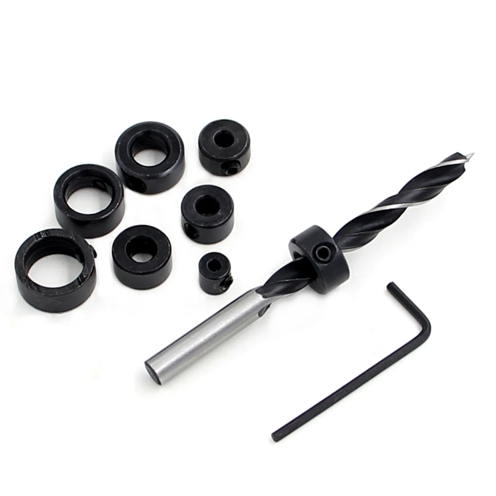 8 шт. набор сверл с зенкером регулируемая глубина стопорный воротник сверление DIY