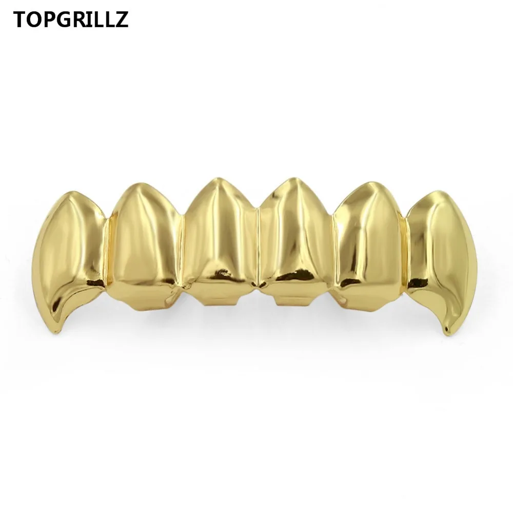 TOPGRILLZ Новые Позолоченные зубы в стиле хип хоп верхние и сплошные клыки нижние