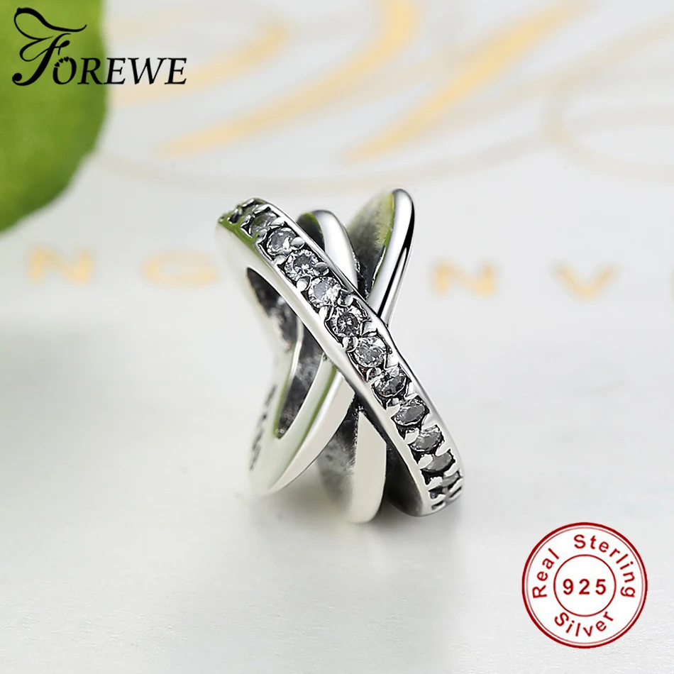 FOREWE 100% 925 пробы серебристый неправильной формы Круглый AAA циркония бусы шарма