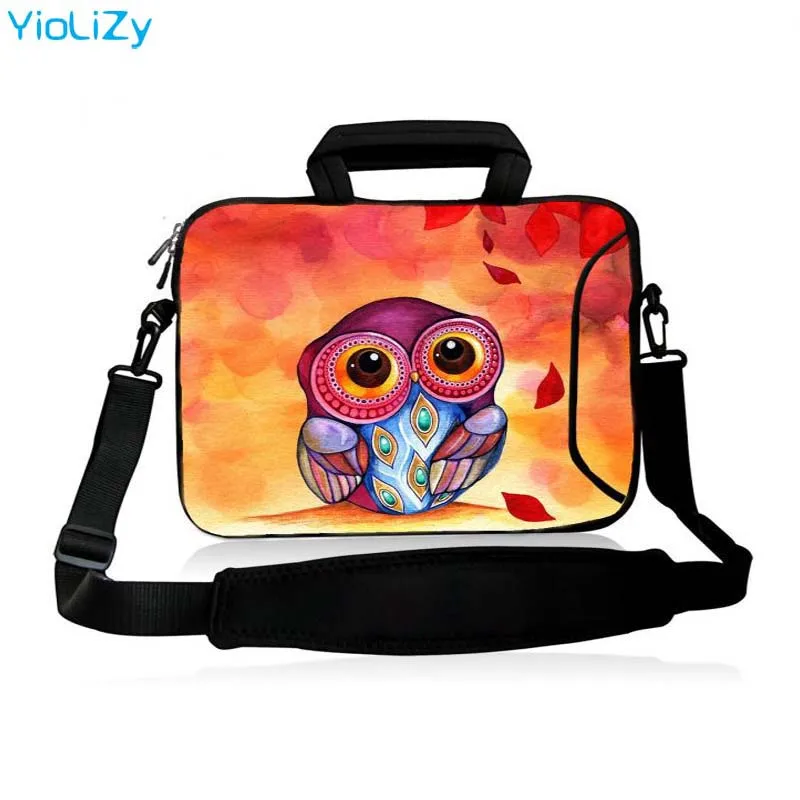 

owl print Laptop shoulder Bag 9.7 11.6 13.3 14.4 15.4 15.6 17.3 inch Notebook sleeve Case With strap PC Messenger bag SB-151125