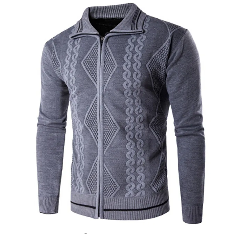 Высококачественный хлопковый приталенный мужской свитер повседневный кардиган