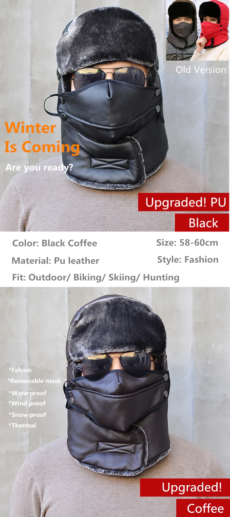 Зимние для мужчин Bomber Hat Earflap России шапки из искусственной кожи ветрозащитный ушанка охотничьи лыжные велосипедный шлем