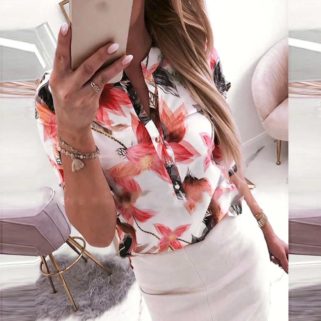 Женская блузка с коротким рукавом Повседневная летняя цветочным принтом | одежда