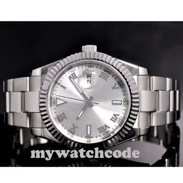 40 мм parnis белый циферблат сапфировое стекло Автоматические ss Мужские наручные