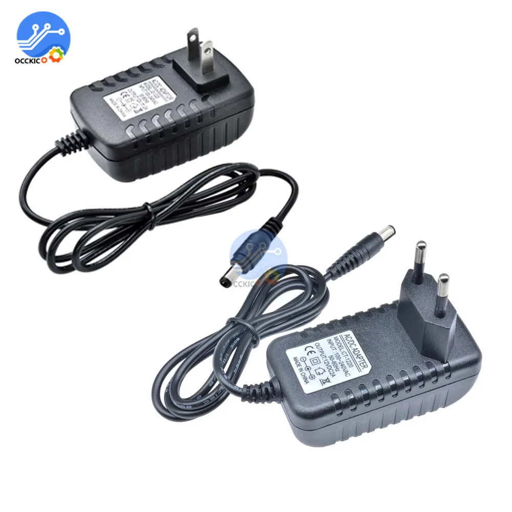 Адаптер питания 12V 2A US/EU адаптер переменного тока 100 240V к DC 24W зарядное устройство