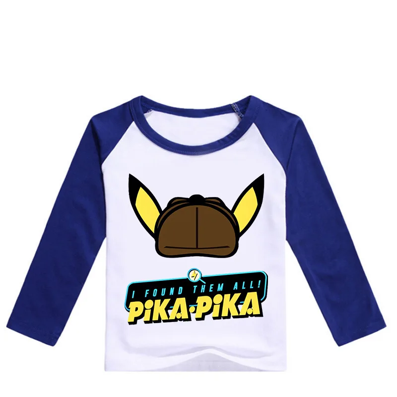DLF 2-16Years модные Pokemon Detective футболка Пикачу детская повседневная одежда для малышей, футболка с рукавом для мальчиков футболки для девочек, топы с длинными рукавами