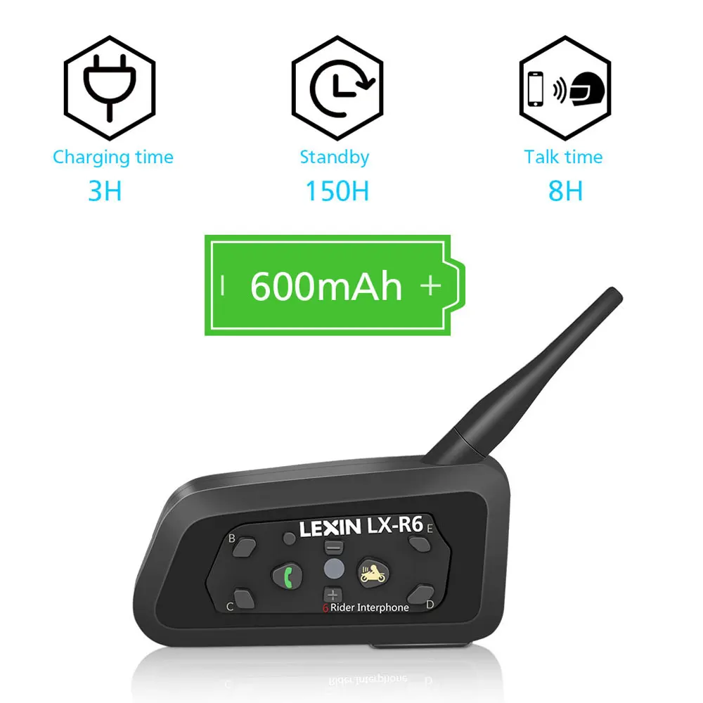 Lexin 6 Rider R6 1200M Bluetooth moto rcycle Интерком шлем гарнитуры interfone водонепроницаемый intercomunicadores de casco moto