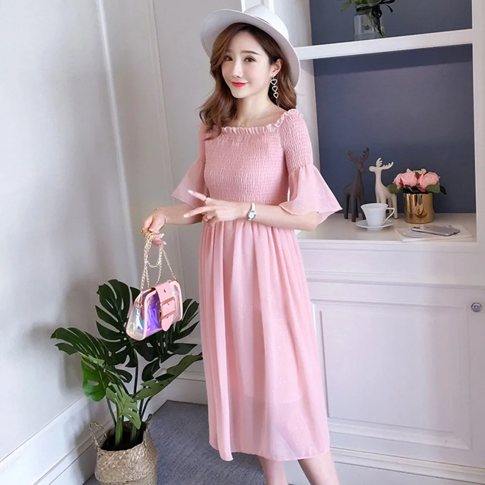 Летние платья для беременных одежда высокого качества Для женщин короткий рукав