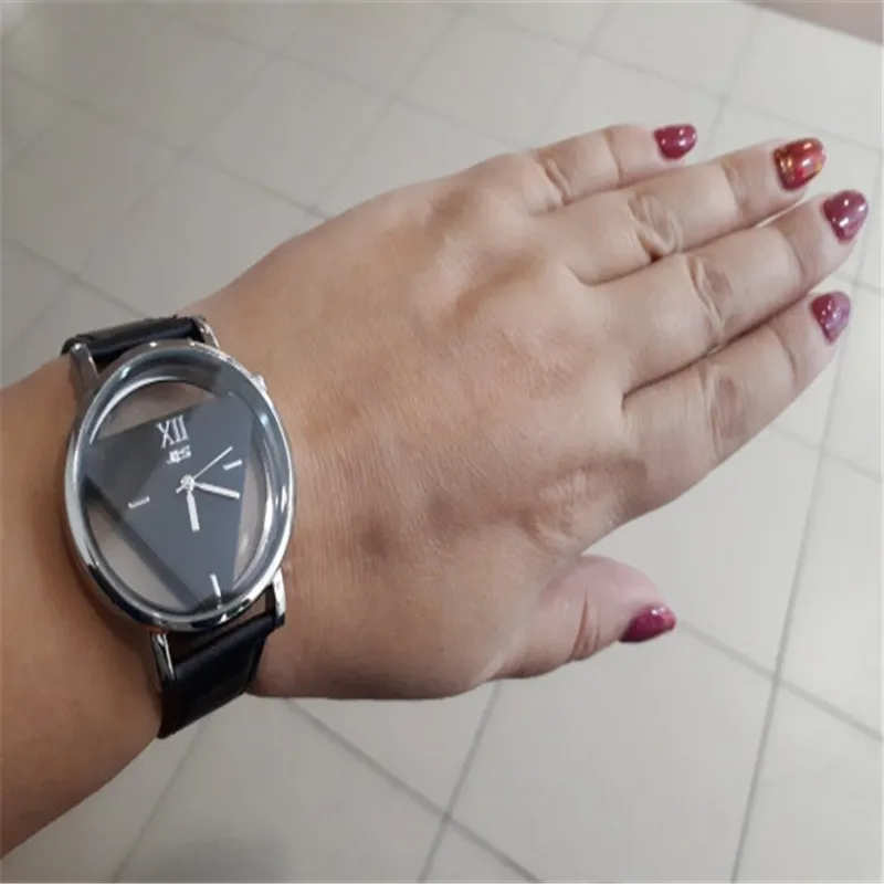 Популярные женские часы Reloj De Mujer Циферблат треугольник Femmes De Quartz Montres Saat часы для женщин эластичный набор рук@ 50