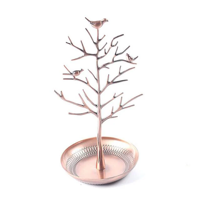 Brown Горячая красивые ювелирные изделия Стенд стойка дерево нашест для птиц металлическое ожерелье серьги держатель Браслет Модный органайзер 5 цветов - Цвет: Brown