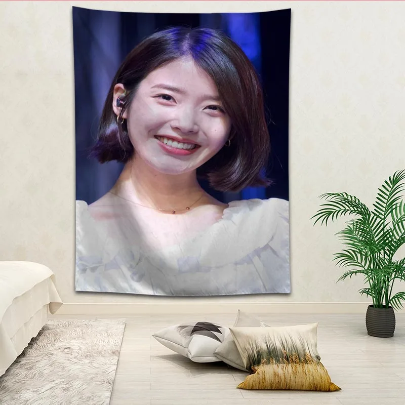 KPOP IU гобелены для гостиной спальни Висячие настенные гобелены домашний декор в стиле ретро Йога пляжный коврик логотип на заказ - Цвет: 14