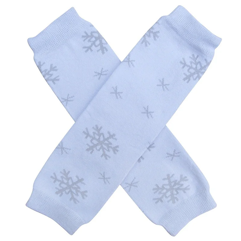 White snowflake 9-дюймовый новорожденных гетры хлопок детские красочные в полоску гетры Носки митенки 10 стилей - Цвет: White snowflake