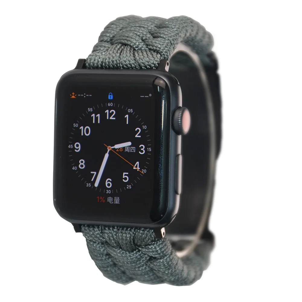 Дизайн в нейлоновой оплетке ремешок для наручных часов Apple Watch, ремешок 42/38/44/40 мм браслет Series 5 4 3 2 1 ремешок Пояс