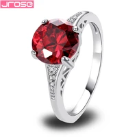 jrose sparking brilliant engagement red white cz silver ring size 6 7 8 9 10 11 12 13 new fashion jewelry wholesale