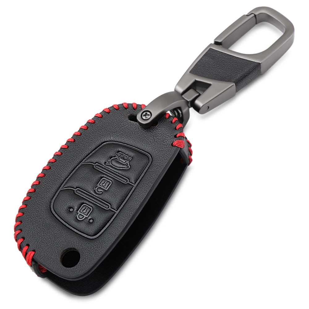 Автомобильный кожаный флип-чехол держатель для ключа защитный чехол брелок Hyundai
