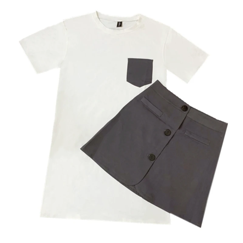 Trytree летний женский костюм из двух предметов Повседневное Однотонная футболка с