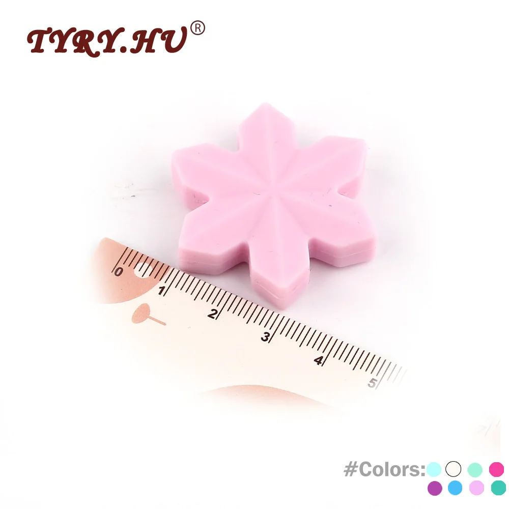 

TYRY.HU 1Pc Snowflakes Shape Silicone Beads Food Grade Teether Beads Baby Teething Chewable Cartoon Beads BPA Free